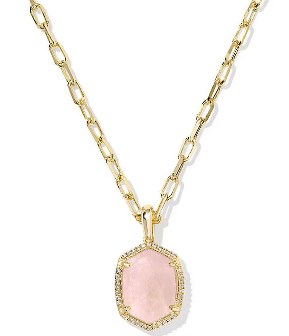Kendra Scott: Daphne Pave Frame Short Pendant Necklace in Gold