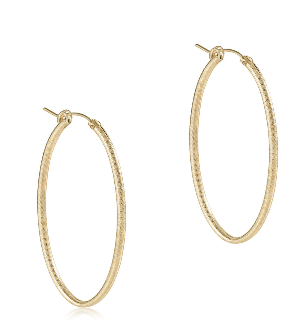 Enewton: Oval Gold Hoop 2” Textured Earrings
