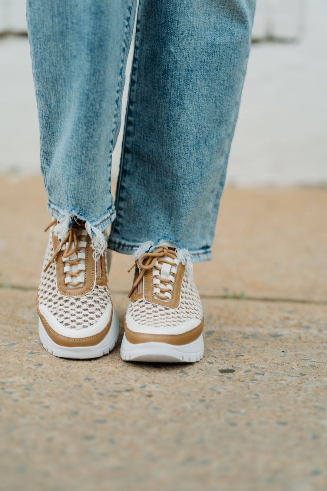 Vaneli: Qubi Tennis Shoe in Beige Itess