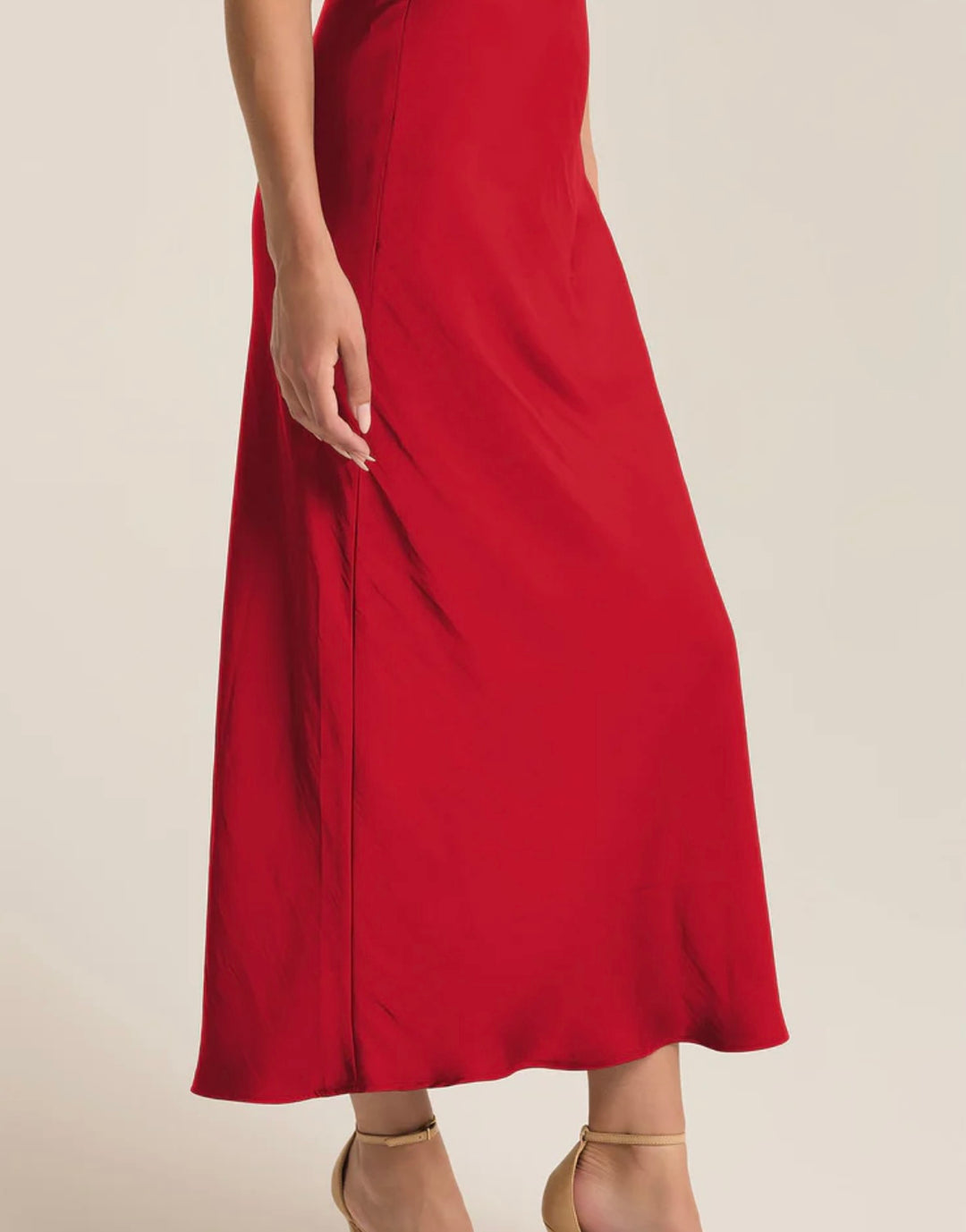 Z Supply: Europa Poly Sheen Skirt in Haute Red