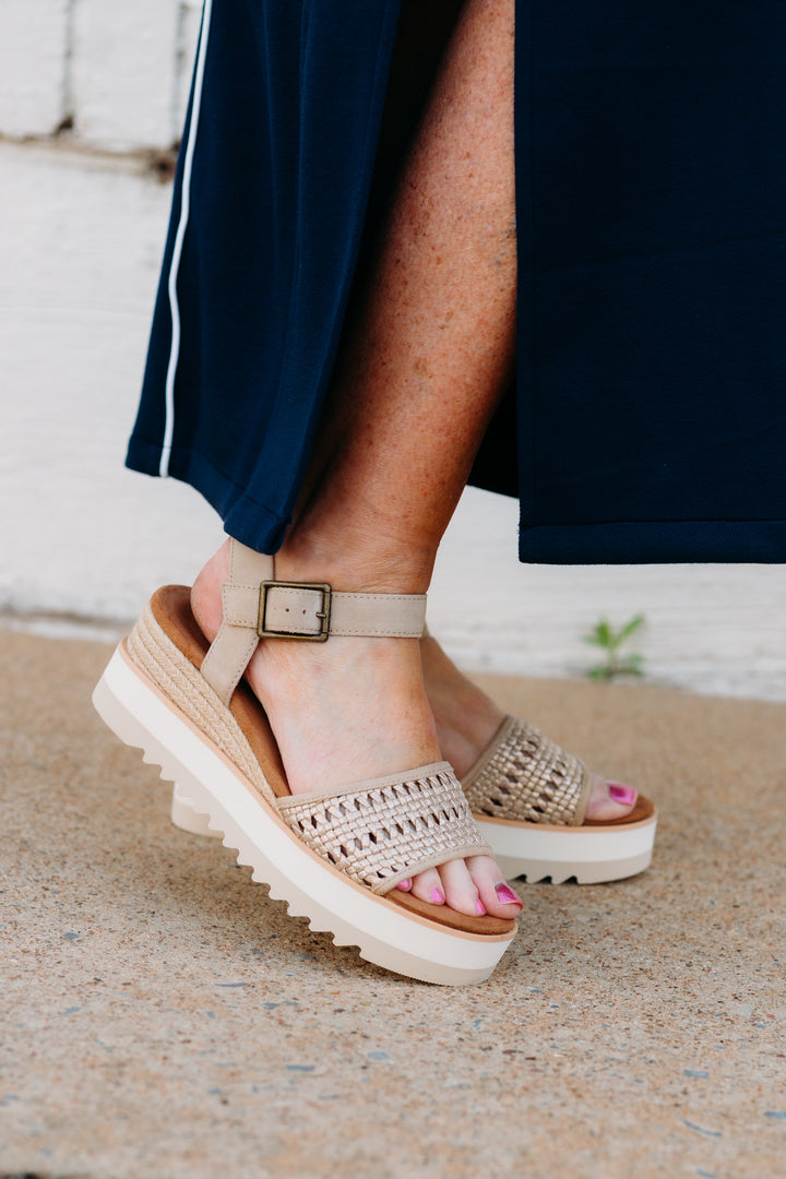 Toms: Diana Sandals in Champagne Gold Metallic Weave