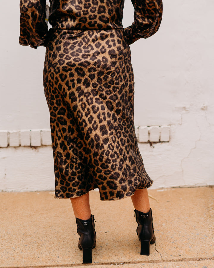 Karen Kane: Bias Cut Midi Skirt in Leopard 3L36009