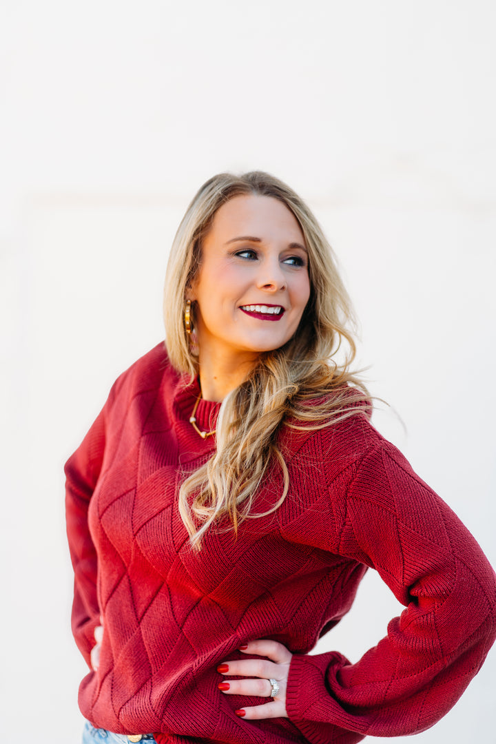 French Dressing Jeans: Red Pattern Sweater