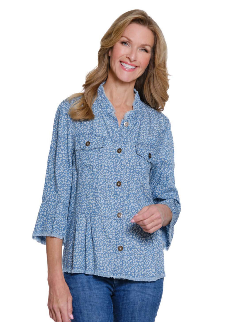 Multiples: 3/4 Flounce Sleeve Button Front Jacket (M35407JM)