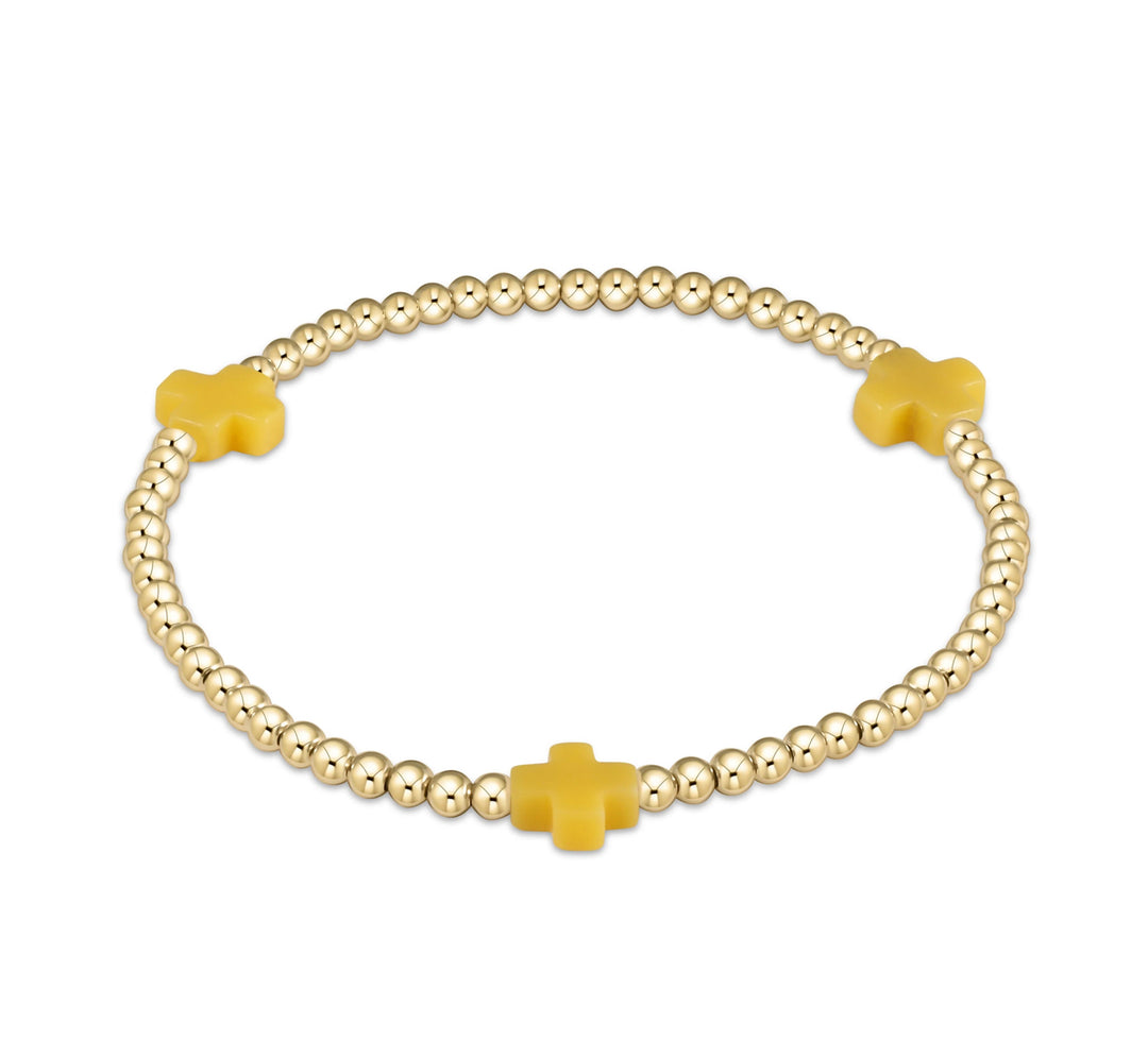 Enewton: Signature Cross Bracelet Gold Pattern Bead in Canary Yellow