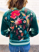 Load image into Gallery viewer, Johnny Was: Ashira Velvet Snap Front Bomber Jacket in Deep Teal
