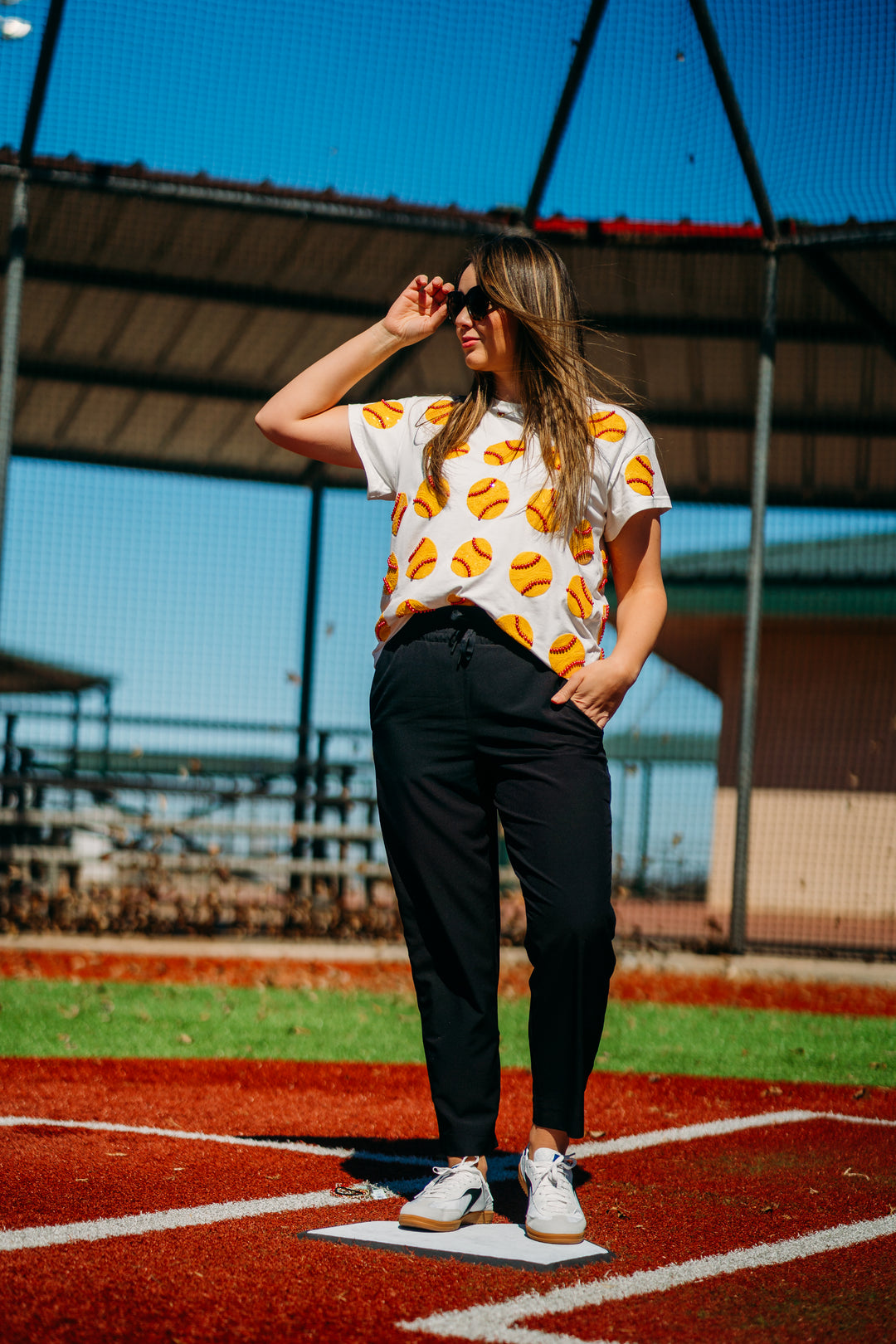 Queen Of Sparkles: White Scattered Softball Tee