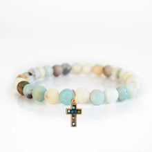 Load image into Gallery viewer, Lenny &amp; Eva: The Stone of Hope Cross in Amazonite
