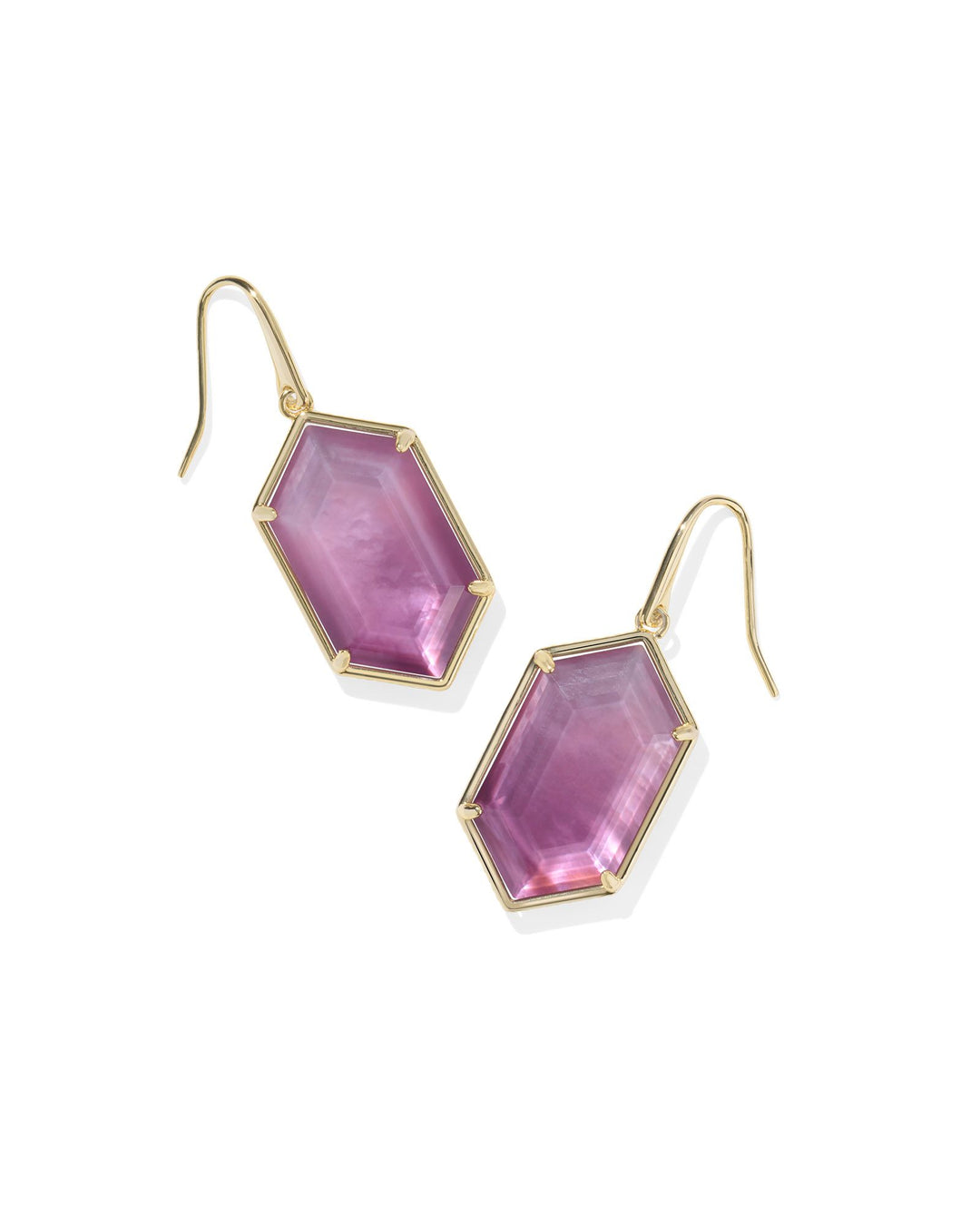 Kendra Scott: Hallie Drop Earrings in Gold Purple Watercolor Illusion