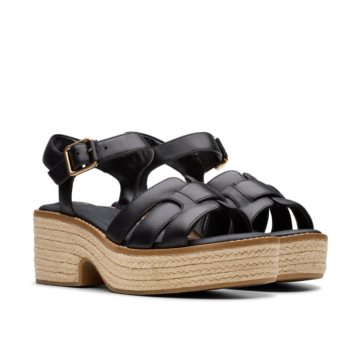 Clarks: Coledale Strap Black Leather Sandals