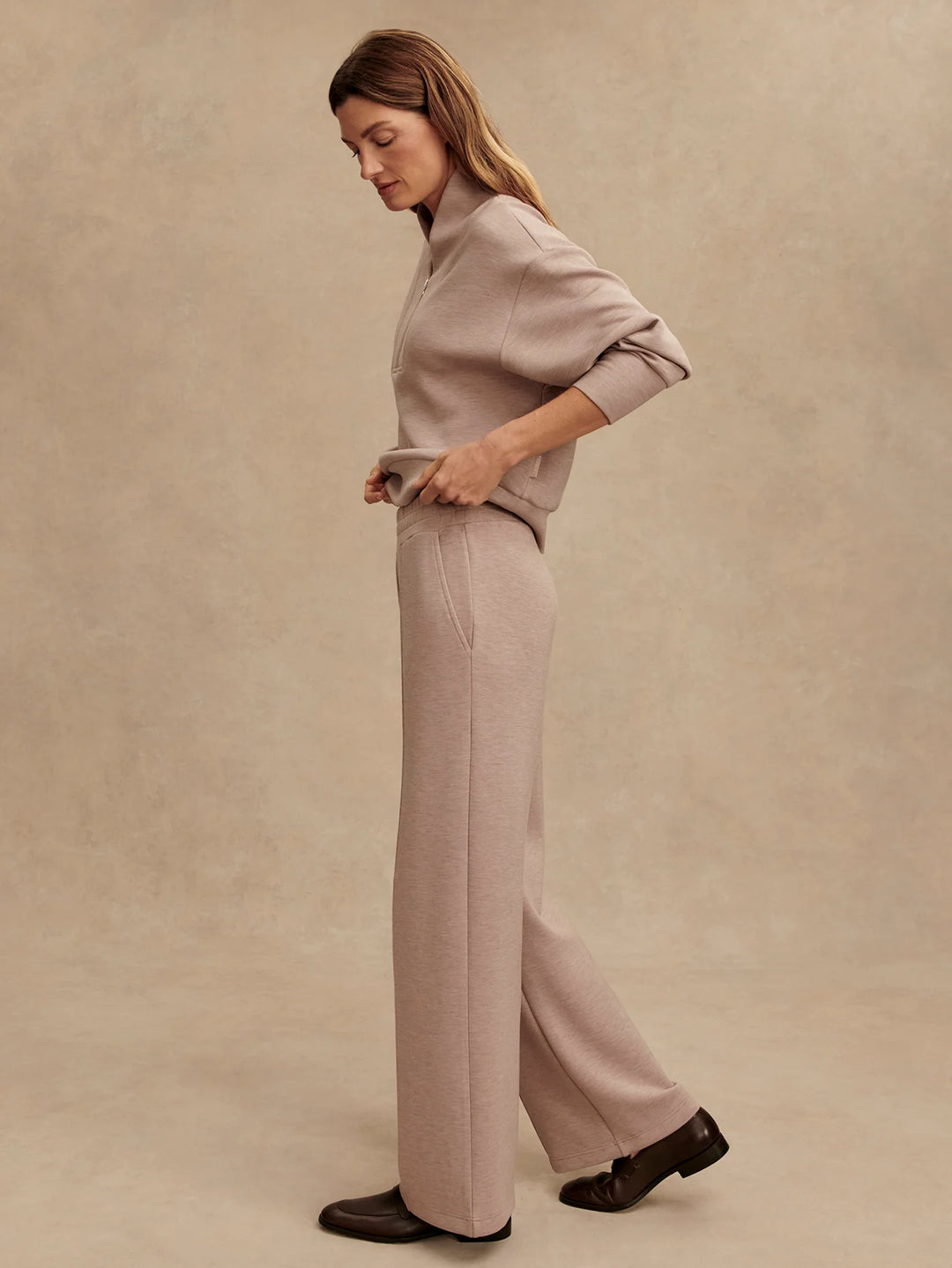 Varley: The Wide Leg Pant 28' in Taupe Marl (VAR02104)