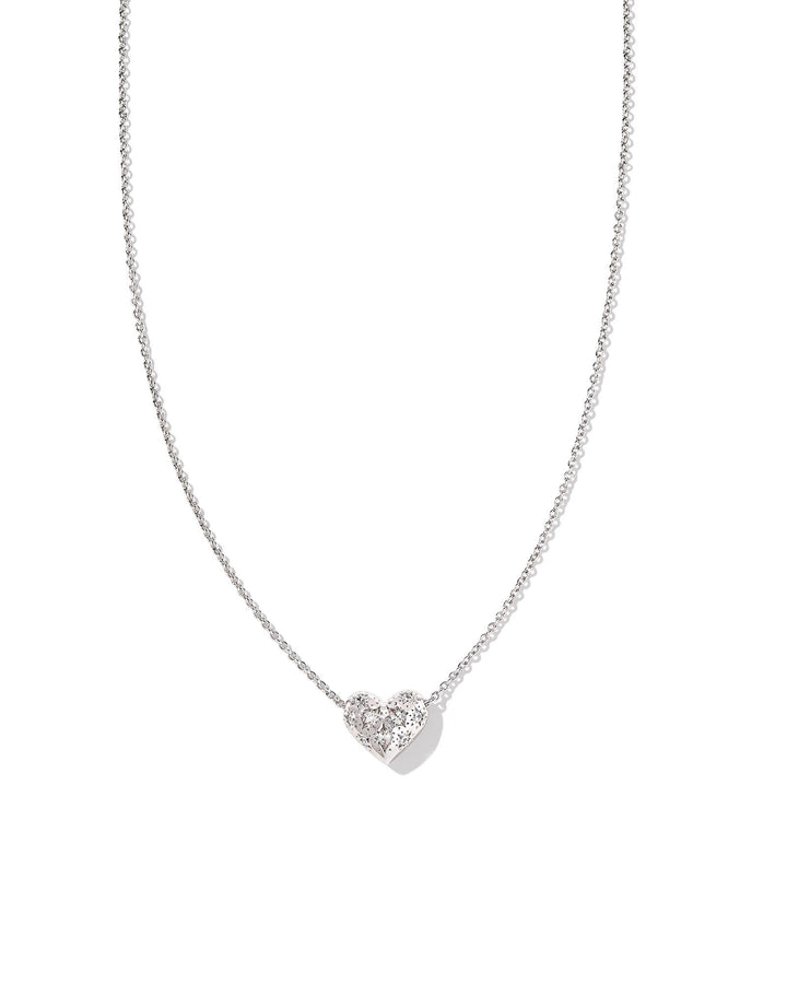 Kendra Scott: Holland Heart Short Pendant Necklace in White Crystal