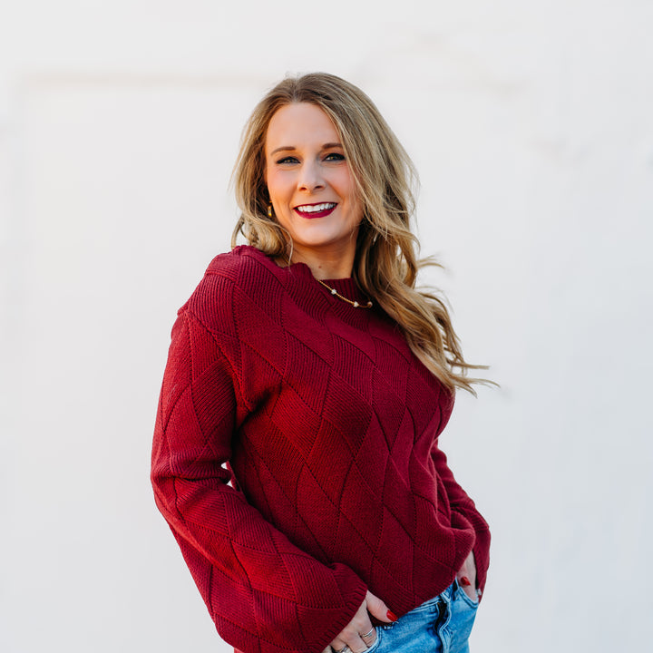 French Dressing Jeans: Red Pattern Sweater