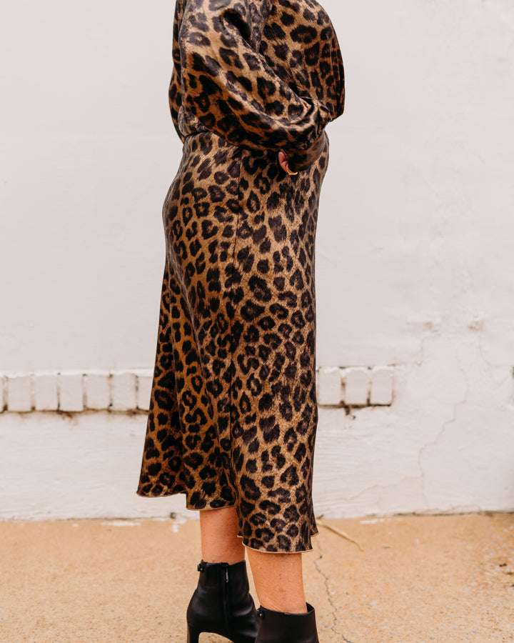 Karen Kane: Bias Cut Midi Skirt in Leopard 3L36009