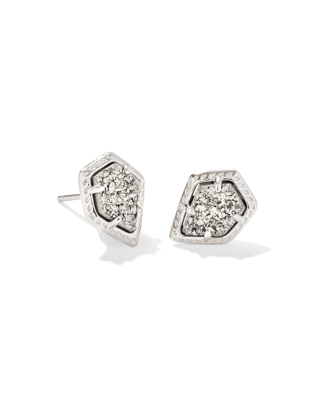 Kendra Scott: Framed Tessa Stud Earrings in Silver Platinum Drusy