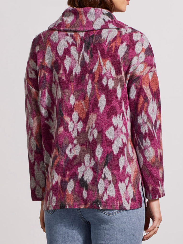 Tribal: Drop Shoulder Cowl Neck Sweater in Red Plum - 4784O-3603