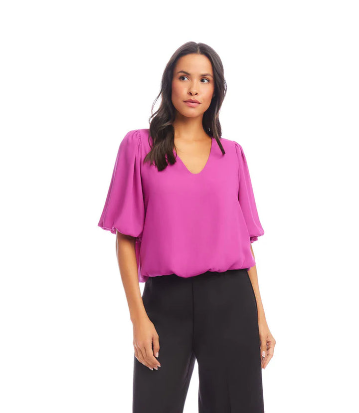 Karen Kane: Puff Sleeve Top in Orchid