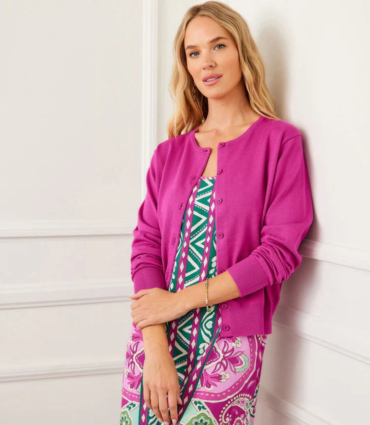 Karen Kane: Long Sleeve Cardigan Sweater in Orchid