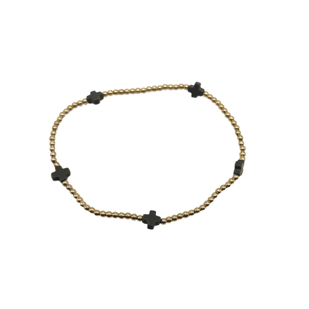 Enewton: Signature Cross Small Gold Pattern Navy