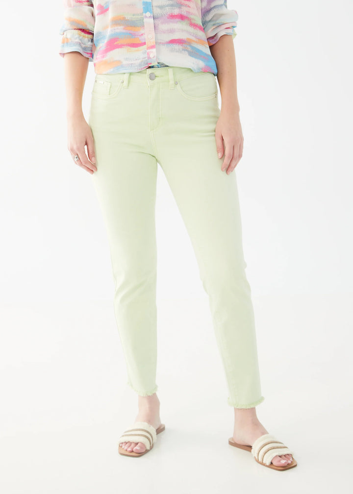 French Dressing Jeans: Olivia Slim Ankle Frayed Jeans in Mojito Green