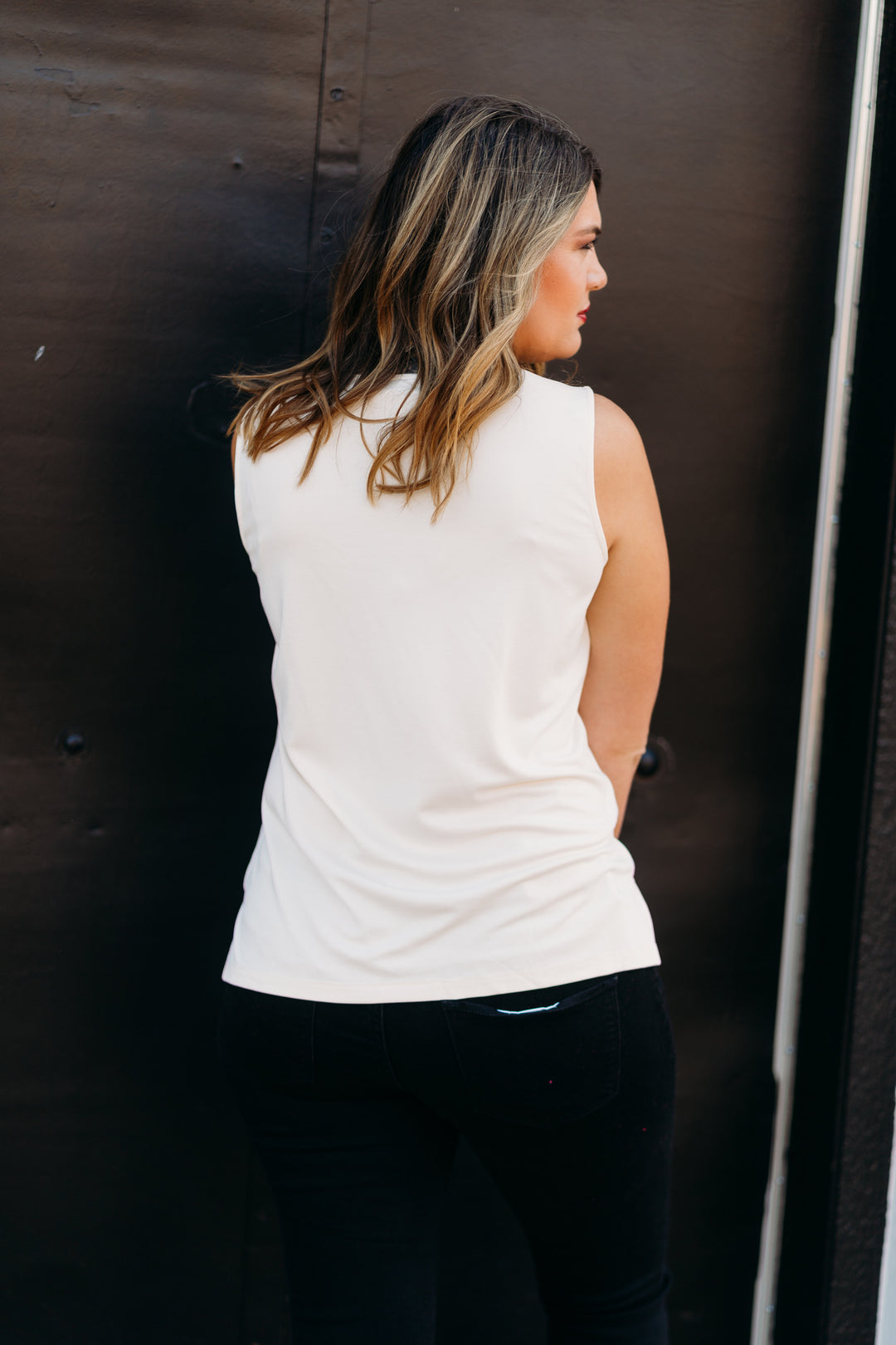 Multiples: Scoop Neck Solid Knit Tank Top M44102TM - 130 Winter White