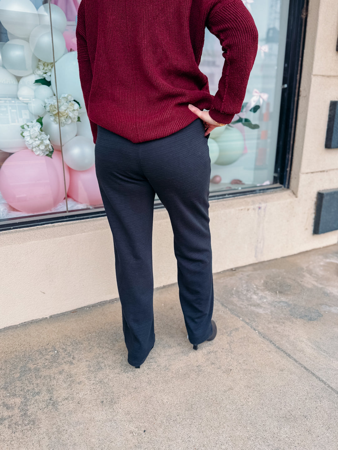 Multiples: Drawstring Elastic Waist Lounge Pant in Black M15406PM