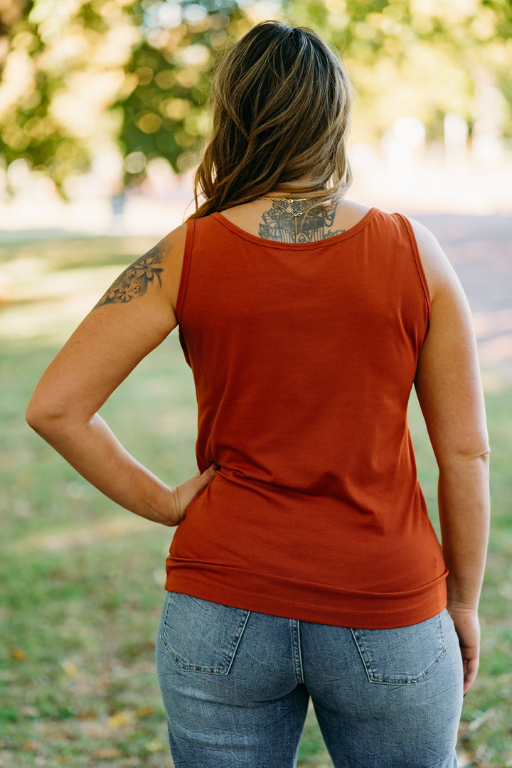 Multiples: Scoop Neck Knit Tank Top M44103TM - 634 Cinnamon