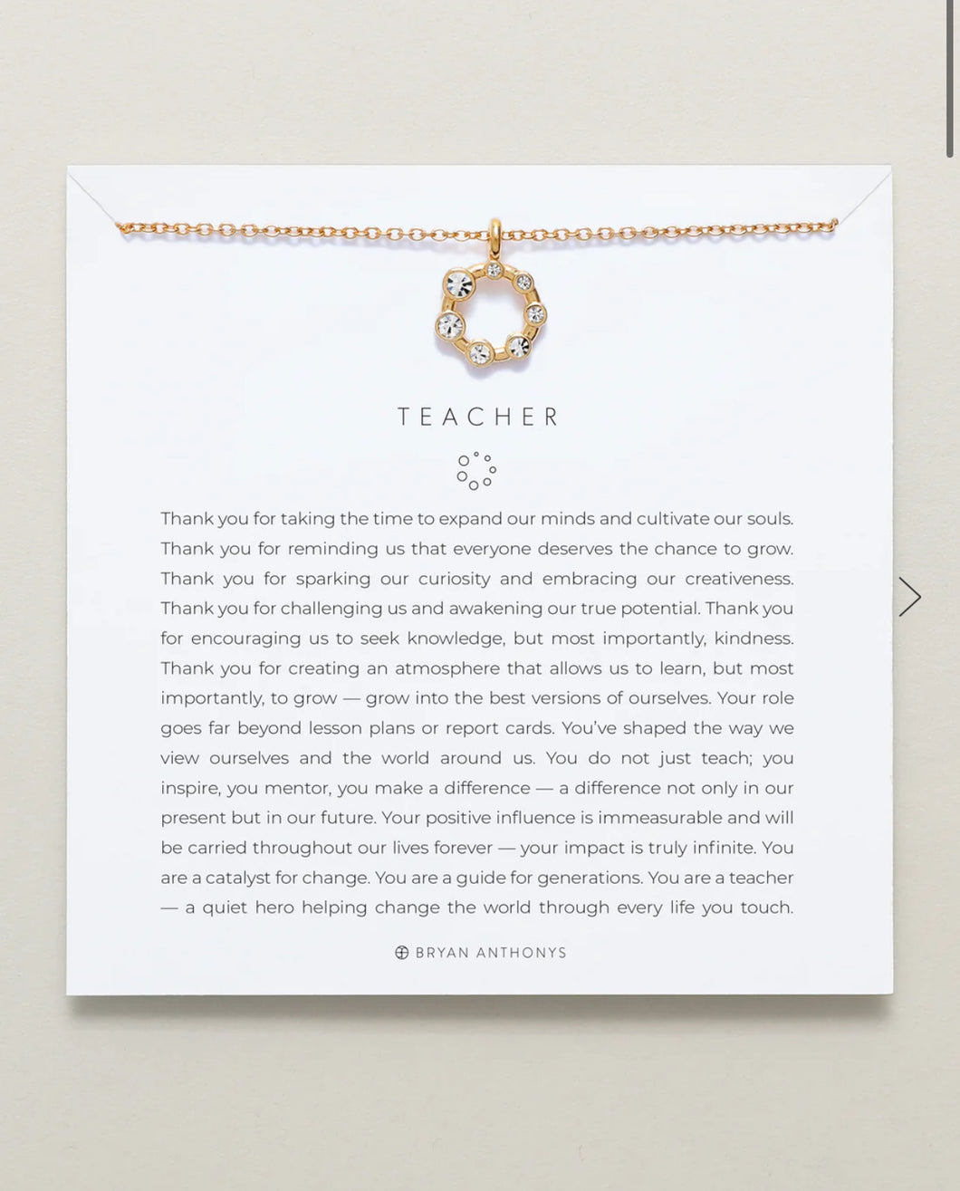 Bryan Anthonys: Teacher Necklace in Gold