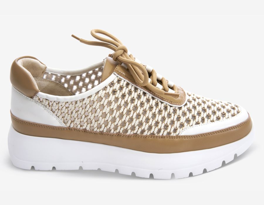 Vaneli: Qubi Tennis Shoe in Beige Itess