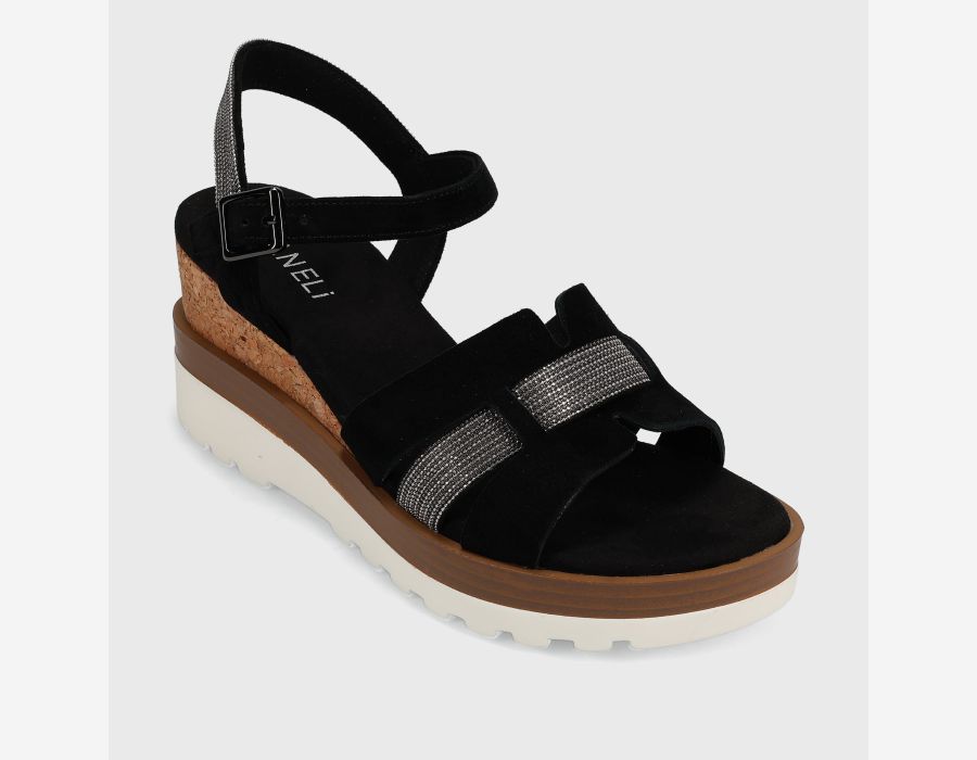 Vaneli: Caitlin Sandal Heel in Black Suede