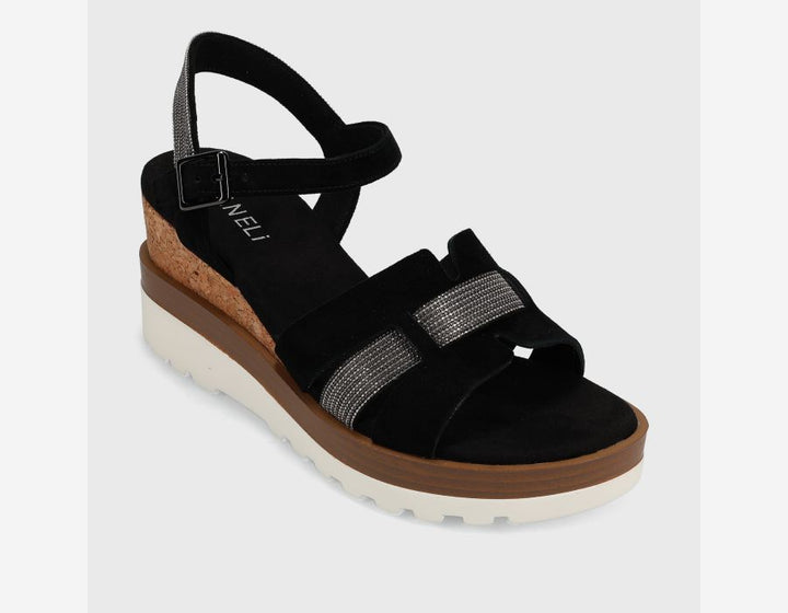 Vaneli: Caitlin Sandal Heel in Black Suede
