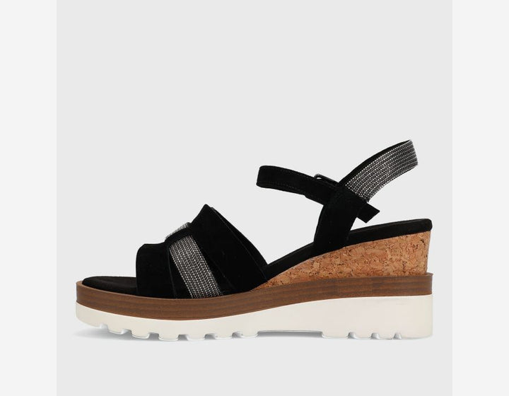 Vaneli: Caitlin Sandal Heel in Black Suede