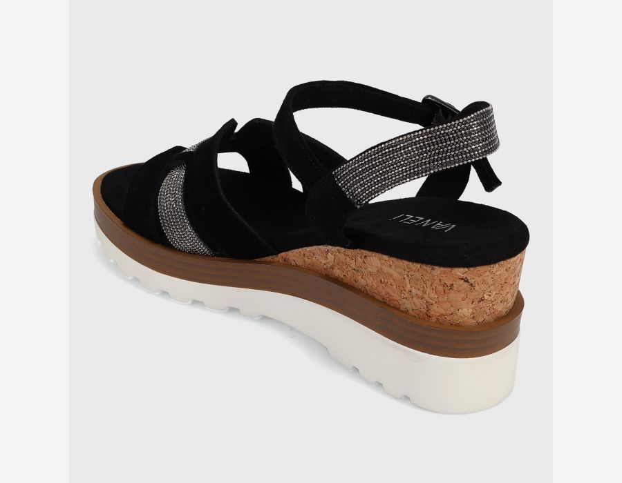 Vaneli: Caitlin Sandal Heel in Black Suede
