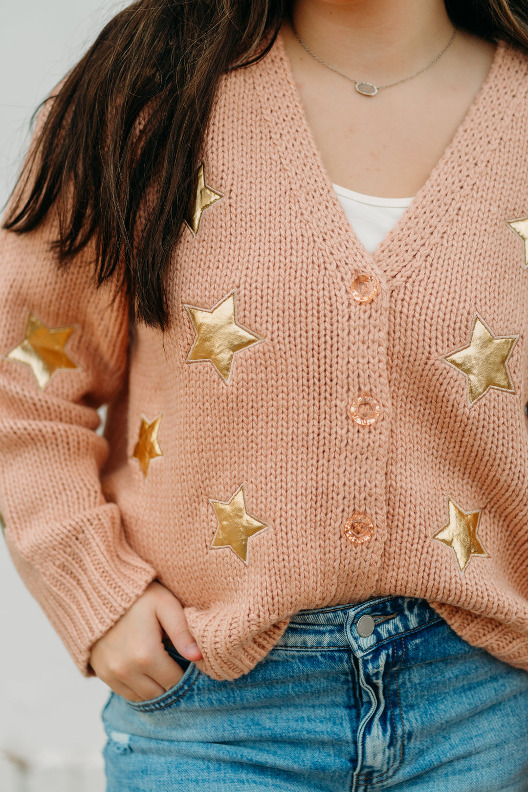 Ivy Jane: Gold Star Cardigan in Blush 930043