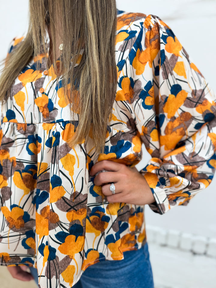 Joy Joy: Autumn Petals Batwing Top 69G7498
