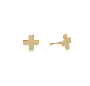 Enewton: Signature Cross Stud Earrings in Gold