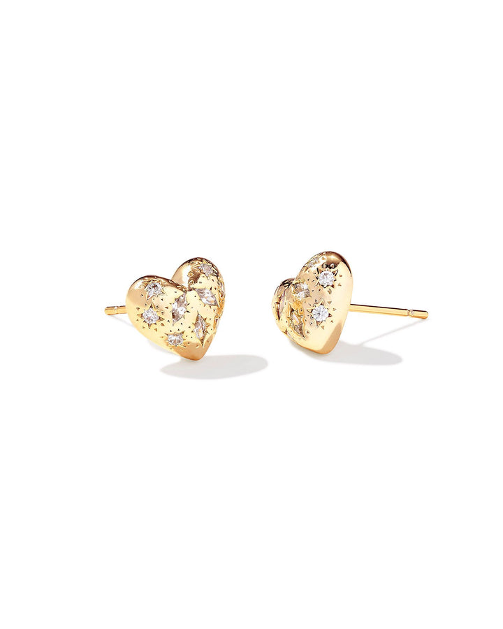 Kendra Scott: Holland Heart Stud Earrings in White Crystal