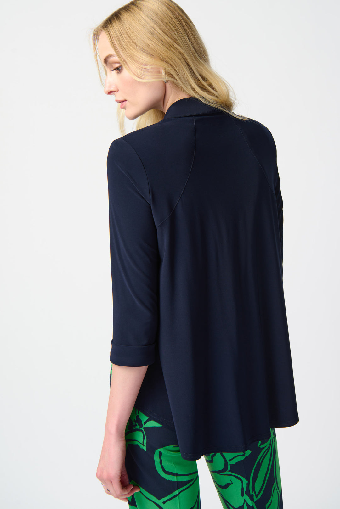 Joseph Ribkoff: Silky Knit Shawl Collar Cover-Up in Midnight Blue 241104