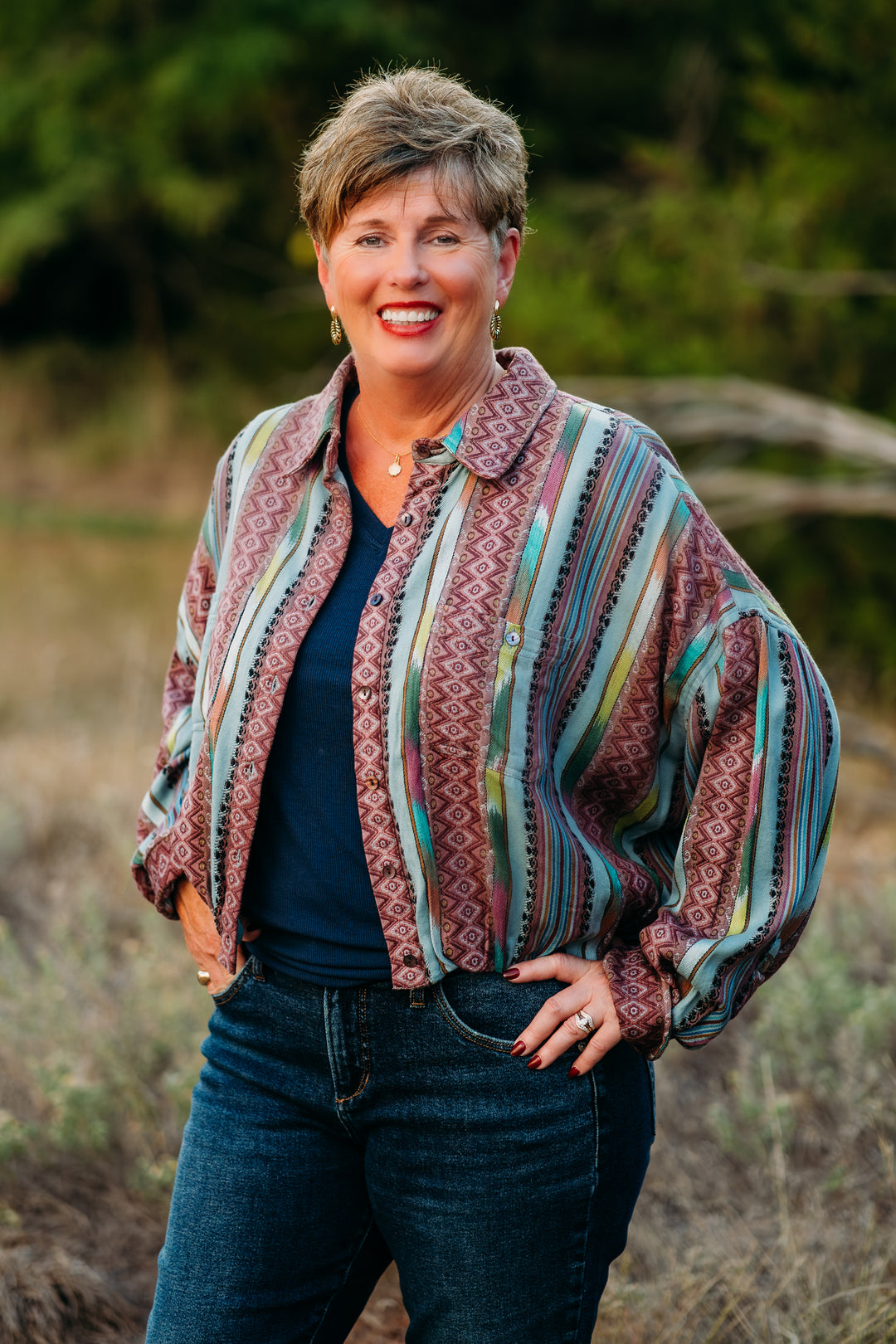 Ivy Jane: Scrape Multi Colored Jacket in Seagrass 121174