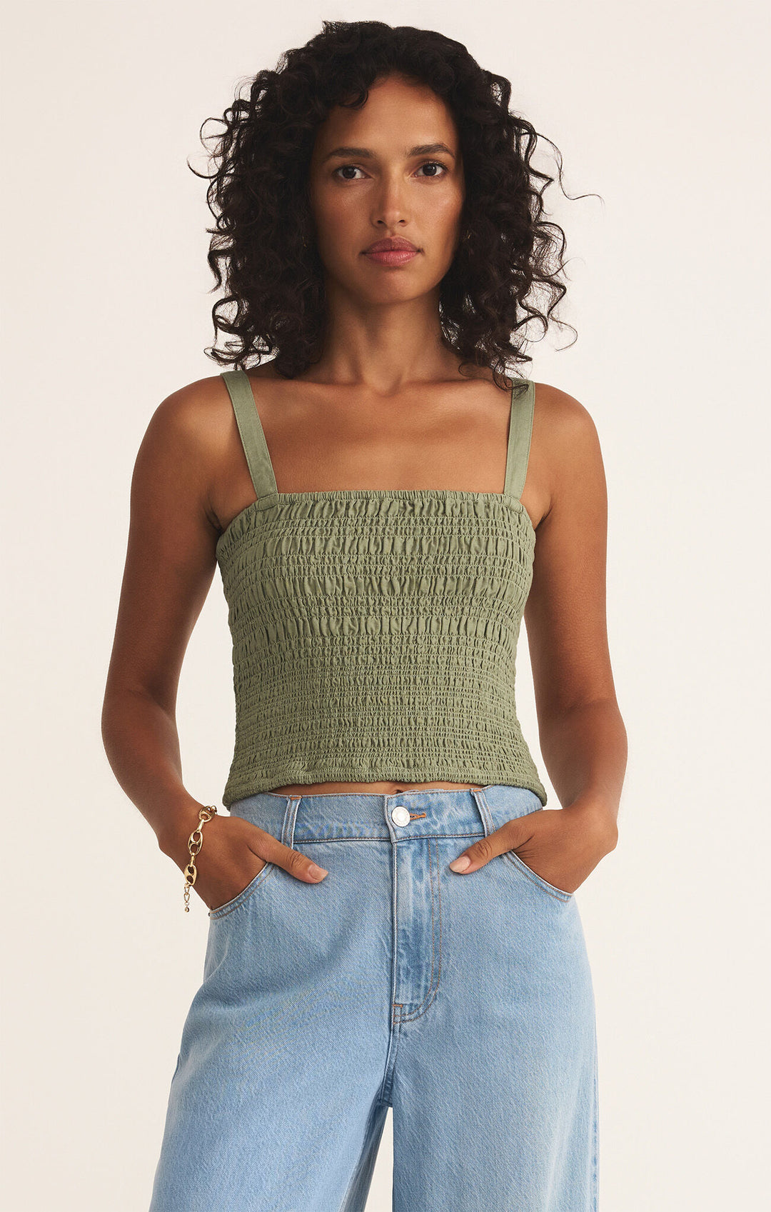 Z Supply: Amelie Linen Top in Avocado