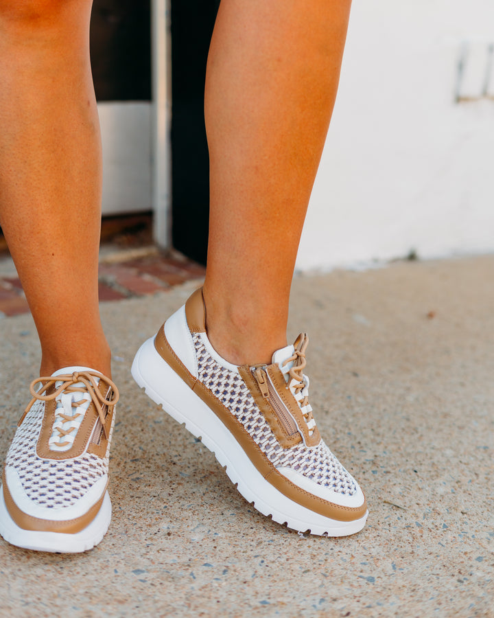 Vaneli: Qubi Tennis Shoe in Beige Itess