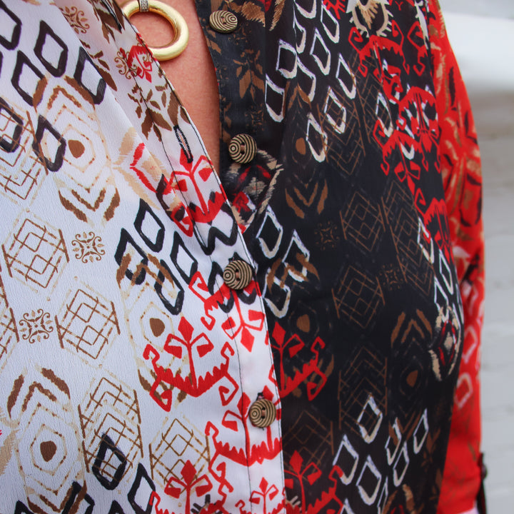 Multiples: Roll Tab Cuffed Long Sleeve Button Front Shirt: M34206BM