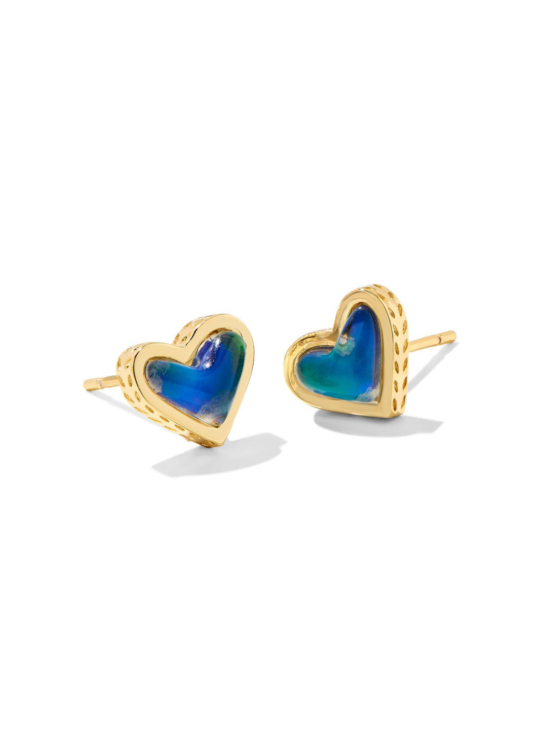 Kendra Scott: Ari Heart Stud Earrings in gold Mood Stone