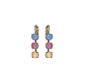 Mariana: Small Three Stone Leverback Earrings in "Candy" E-1430/3-168-RG6
