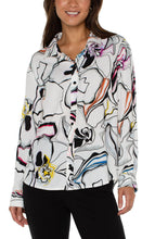 Load image into Gallery viewer, Liverpool: Button Up Blouse Woven in White Black Multi

