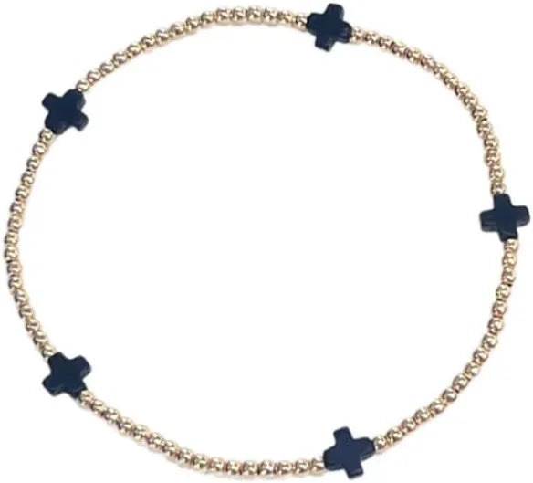 Enewton: Signature Cross Small Gold Pattern Charcoal