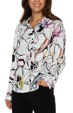 Load image into Gallery viewer, Liverpool: Button Up Blouse Woven in White Black Multi

