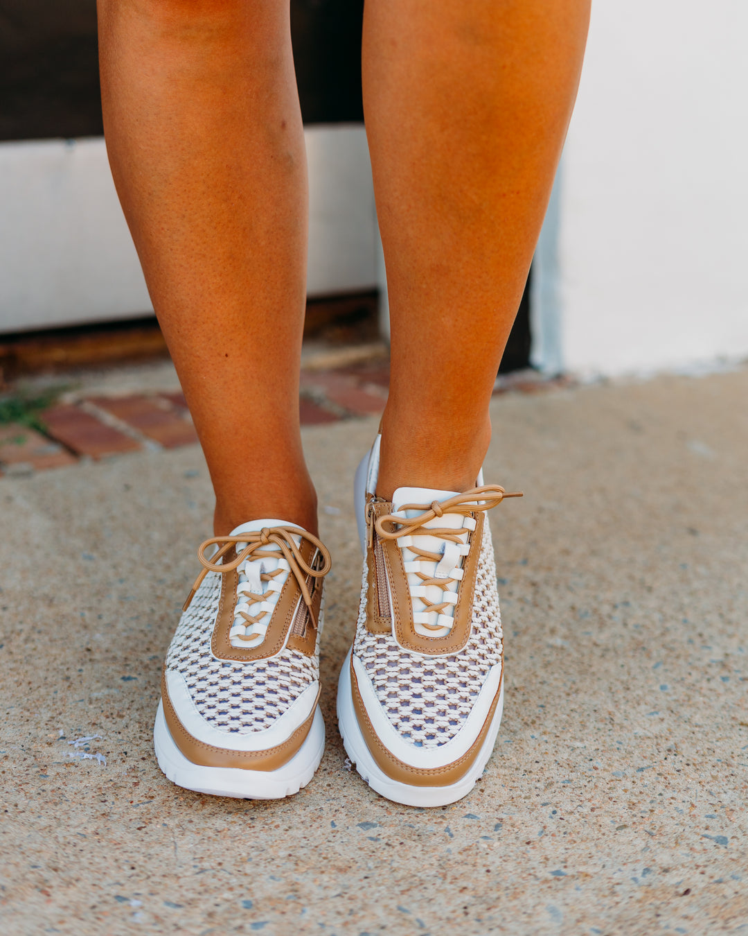 Vaneli: Qubi Tennis Shoe in Beige Itess