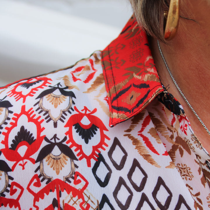 Multiples: Roll Tab Cuffed Long Sleeve Button Front Shirt: M34206BM