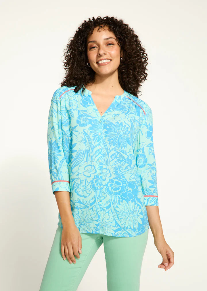 French Dressing Jeans: Bicolor Floral Top 7618397